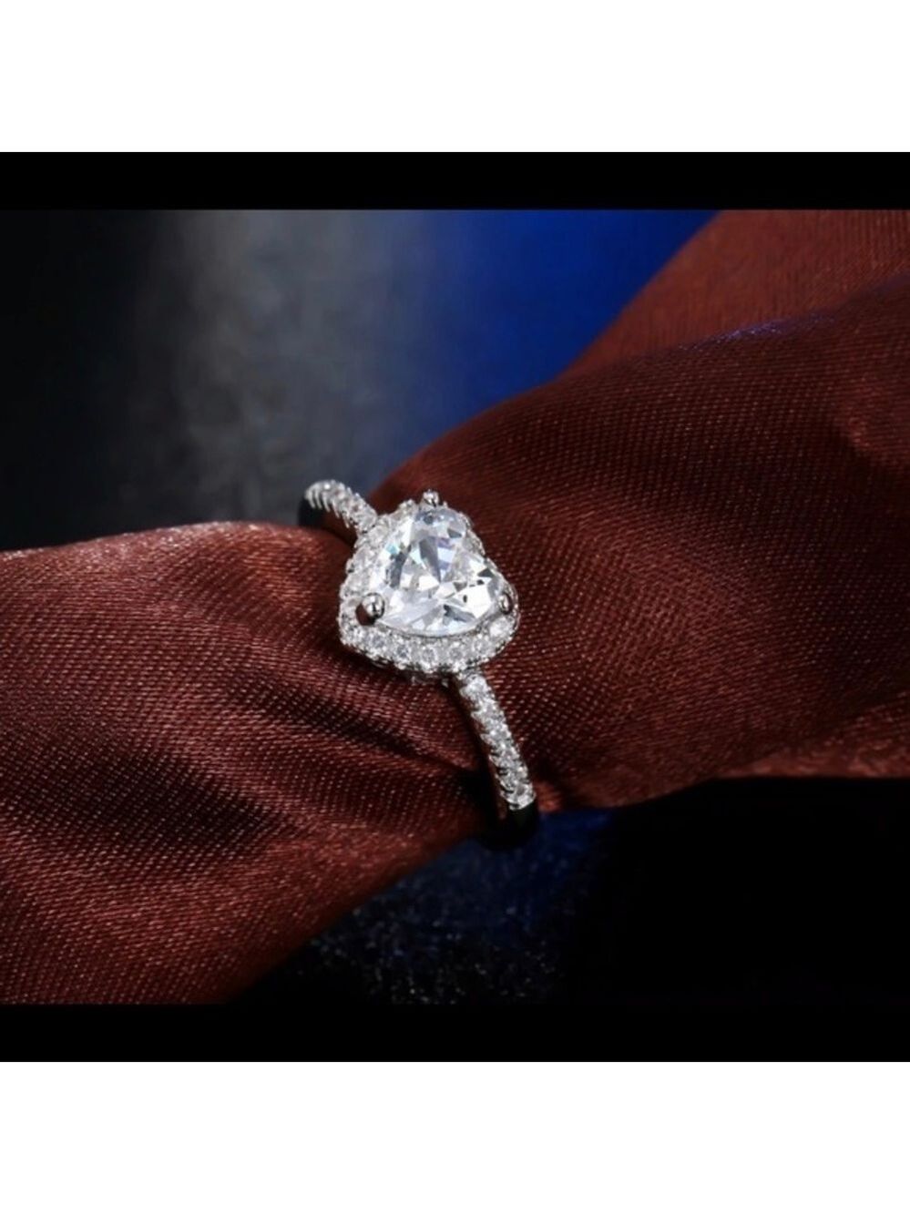 Silver Rhinestone Heart Promise Ring - Picture 3 of 3